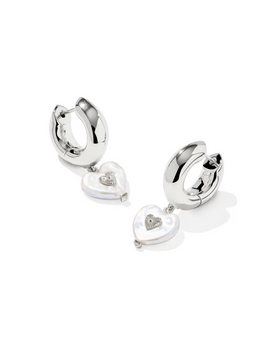 Sasha Heart Huggie Earrings - Silver/Pearl