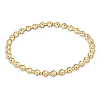 Classic Grateful Pattern 4mm Beaded Bracelet - Gold