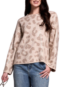 Sequin Leopard Knit Sweater