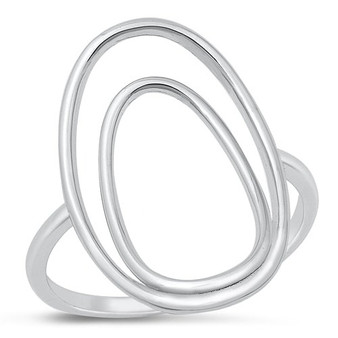Sterling Silver Double Wavy Oval Statement Ring