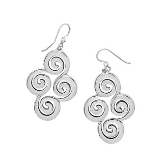 Vertigo Spiral French Wire Earrings - Silver