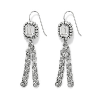 Twinkle Luxe Tassel French Wire Earrings - Silver CZ