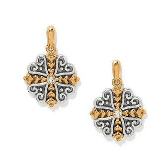 Alcazar Heart Post Drop Earrings - Two Tone