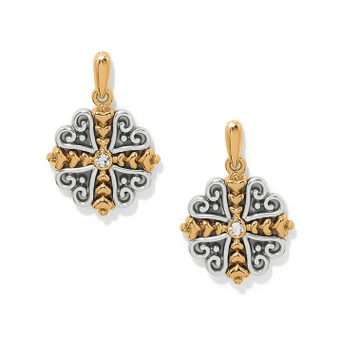 Alcazar Heart Post Drop Earrings - Two Tone