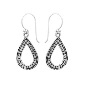 Sterling Silver Dotted Teardrop Drop Earrings