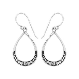 Sterling Silver Teardrop Bali Dot Detail Earrings