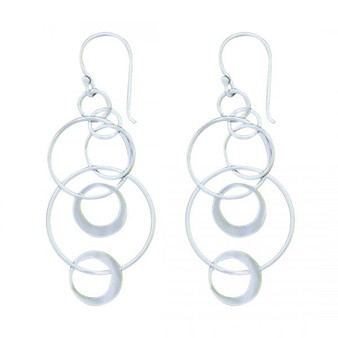 Sterling Silver Multi-Circle Drop Earrings