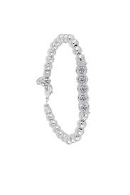 Beaded Collection 5 Stone Cz Bracelet - Rhodium