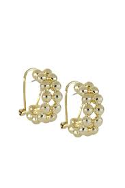 Beaded Collection 2 Row Clip Post Hoop Earrings - Gold
