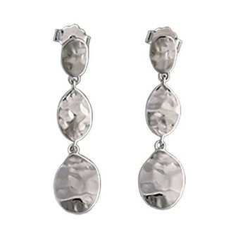 Sterling Silver Hammered Triple Drop Earrings