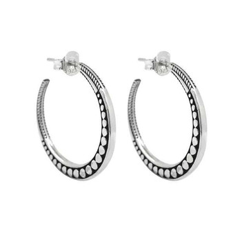 Textured Sterling Silver Bali Dot Hoop Earrings
