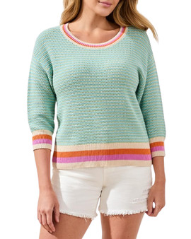 3/4 Sleeve Sweater with Color Trim