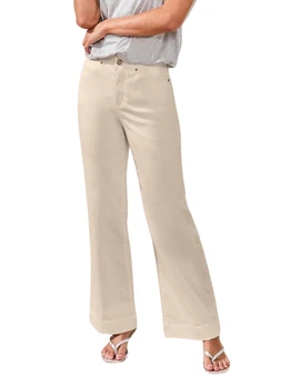 Comfort Stretch Fly Front Wide Leg Pants