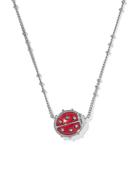 Ladybug Short Pendant Necklace in Silver
