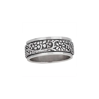 Sterling Silver Floral Scroll Band Ring