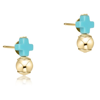 Signature Cross Stud Earrings - Turquoise
