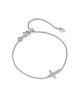 Cross Crystal Delicate Chain Bracelet in Silver