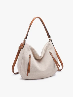 Hailey Canvas Hobo Shoulder Bag with Covertible Strap