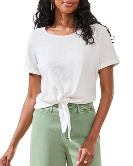 Palm Detail Tie Front Tee