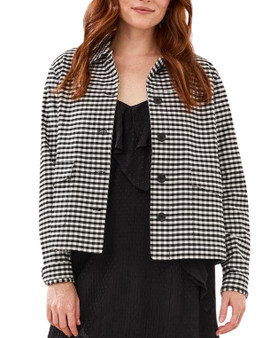 Lightweight Button Front Gingham Jacket