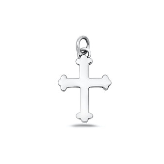 Silver Rounded Edge Cross Budding Cross Pendant