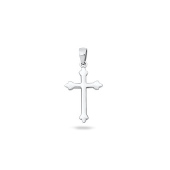 Sterling Silver Small Budding Ornate Cross Pendant