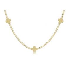 Choker 2mm Beaded Signature Cross Necklace - Gold