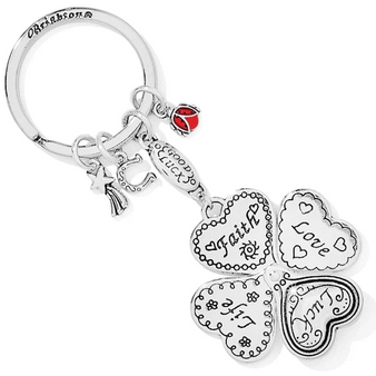 Lucky Clover Heart Key Fob - Silver