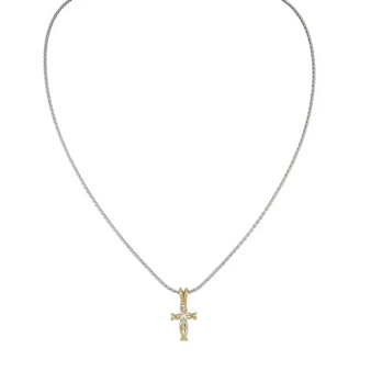 Celebration Twist Cross Necklace - Two Tone