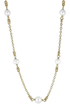 Pearl And Gold Link Necklace