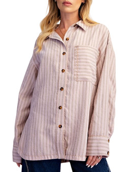 Pinstripe Oversized Button-Down Shirt