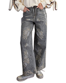 Western Embroidered Wide Leg Jeans