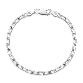 Sterling Silver Beveled Paperclip Link Chain Bracelet