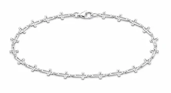 Sterling Silver Open Cross Link Bracelet