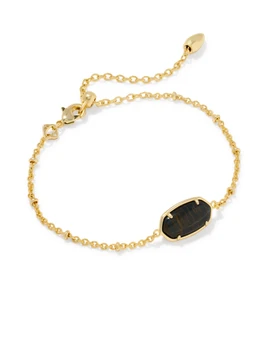 Tiger Striped Elaina Delicate Chain Bracelet in Gold