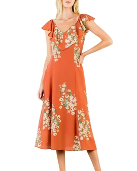 Floral Ruffle Midi Dress