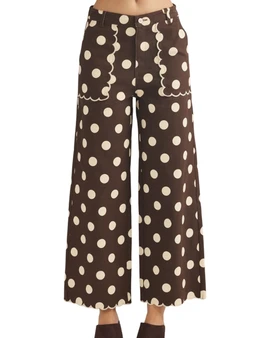 Polka Dot Scallop Wide Leg Pants