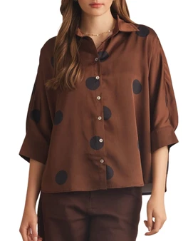 Polka Dot Button-Up Top