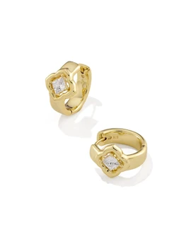 Kendra Scott Mallory Crystal Huggie Earrings in Gold