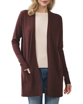 Open Front Longline Cardigan with Pockets