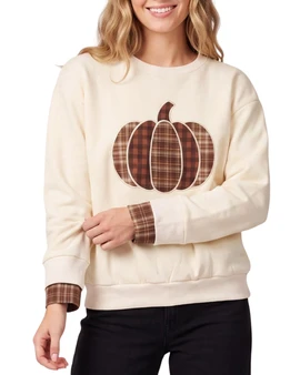 Plaid Pumpkin Appliqué Sweatshirt