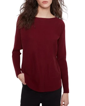 Back Detail Boat Neck Sweater with Pockets