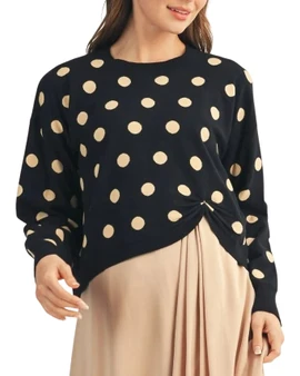 Polka Dot Twist Front Sweater