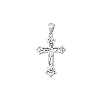 Sterling Silver Scrollwork Cross Pendant