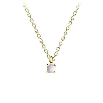 14K Gold Plated Sterling Silver Solitaire Opal Necklace