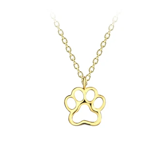 14K Gold Plated Sterling Silver Paw Print Necklace