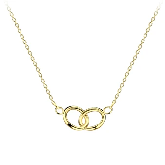 14K Gold Plated Sterling Silver Interlocking Circles Necklace