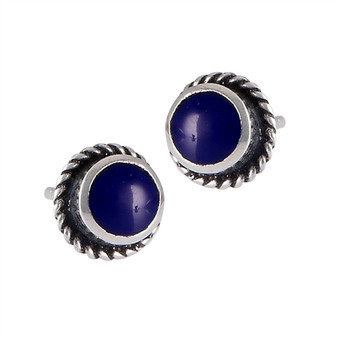 Synthetic Lapis Stud Earrings