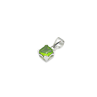 Peridot Princess Cut Birthstone Pendant