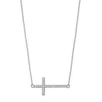 Sizeways CZ Cross Necklace